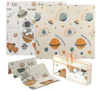 AIYAPLAY Baby Play Mat Foldable 196 x 176 x 1.5cm Astronaut & Planet Theme
