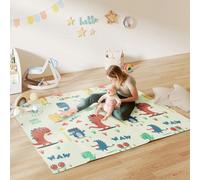 AIYAPLAY Baby Play Mat Foldable 196 x 176 x 1.5cm Dinosaur Theme | Double Sided, Reversible Activity Playmat, Waterproof Kids Foam Crawling Mat, for Outdoor Indoor Picnics
