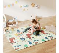 AIYAPLAY Baby Play Mat Double Sided, Foldable & Reversible Activity Playmat, Waterproof Kids Foam Crawling Mat for Outdoor Indoor Playtime Picnics, 196 x 176 x 1.5cm, Dinosaur Theme