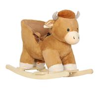 AIYAPLAY Baby Rocking Horse with Safety Belt, Wood Base, Animal Rocker for Children, Brown