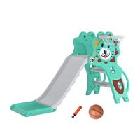AIYAPLAY Baby Slide with Basketball Hoop, Climber, Easy to Assemble Kids Slide for Indoor Use, for Ages 18-36 Months - Blue