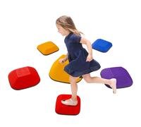 AIYAPLAY Balance Stepping Stones for Kids, 6-Piece Non-Slip Stackable River Stones, Obstacle Courses for Balance and Motor Skills, Indoor Outdoor Sensory Toy Gift for Ages 3-8 Years