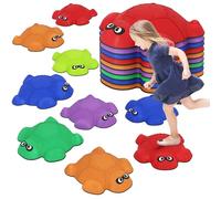 AIYAPLAY Balance Stepping Stones, 9-Piece Turtle-Shaped Stackable Obstacle Course with Non-Slip Edge, Indoor Outdoor River Stones for Kids Age 3-8 Years, Multicoloured