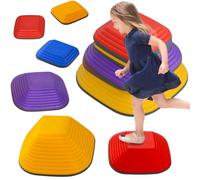 AIYAPLAY Balance Stepping Stones for Kids, 6-Piece Non-Slip Stackable River Stones, Obstacle Courses for Balance and Motor Skills, Indoor Outdoor Sensory Toy Gift for Ages 3-8 Years