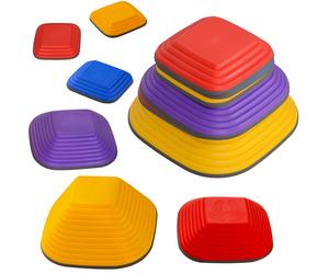 AIYAPLAY Balance Stepping Stones for Kids, 6PCs Non-Slip Stackable River Stones, Obstacle Courses for Balance & Motor Skills Aosom UK