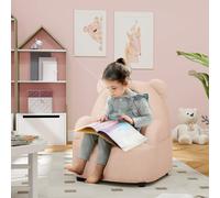 AIYAPLAY Kids Armchair - Bear Shaped Toddler Chair For Bedroom - Pink/Khaki - Pink | TJ Hughes