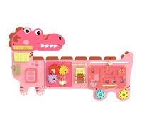 AIYAPLAY Busy Board Panels, Wall Mounted Montessori Inspired Busy Board, Toddler Learning Centre Dinosaur Theme, Pink