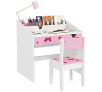 AIYAPLAY Kids Desk & Chair Set, Children's Study Table & Chair with Storage, Pull-out Drawer, for Bedroom Playroom, Nursery - Pink
