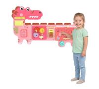 AIYAPLAY Dinosaur Busy Board Panels Toddler Learning Activity Centre Pink | Montessori Inspired Sensory Toys for Toddlers, Wall-Mounted, Living Room, Kids Room