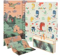 AIYAPLAY Dinosaur-Themed Baby Plat Mat Double Sided, Foldable, Water-Resistant for Outdoor/Indoor, 177 x 146 x 1.5cm
