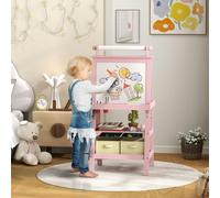 Kids Easel Double-Sided Whiteboard and Chalkboard with Paper Roll AIYAPLAY Pink 600mm