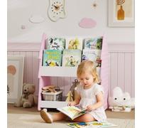 AIYAPLAY Double-Sided Children's Bookcase with Wheels for Playroom, Pink AIYAPLAY Pink