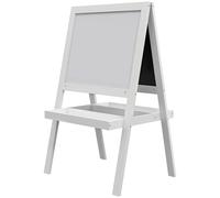 AIYAPLAY Double-Sided Kids Easel, Art Easel for Toddlers, 2-in-1 Kids Whiteboard Blackboard with Storage Shelf for Ages 18-48 Months - White