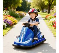 AIYAPLAY Kids Bumper Car, 360° Rotation Spin Electric Waltzer Car with Steering Wheel Control, Ride on Vehicle Toy with Colourful LED Lights, Music for Ages 3-8 Years Old, Blue