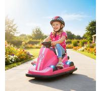 AIYAPLAY Electric Kids Bumper Car with 360 Degree Rotation Spin - Pink - 74L x 53W x 48H cm