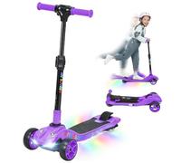 AIYAPLAY Electric Scooter for Kids 3-Wheel Foldable 6-10 LED Lights Blue | 4 Levels Adjustable Height, Up to 6km/h, Maximum Range 8km, 4.8kg Lightweight, for Boys and Girls