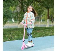 AIYAPLAY Electric Scooter for Kids Ages 4-7, with Auxiliary Rear Wheels, Flashing LED Light and Electric Brake, Kids Electric Scooter for Boys Girls, 6 KM/H & 8 KM, Pink