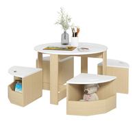 AIYAPLAY Five-Piece Kids Table And Chairs Set With Storage - White | TJ Hughes