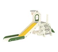 AIYAPLAY Foldable 4 in 1 Toddler Slide with Climber, Basketball Hoop, Storage Space and Basketball for Ages 1-3 Years, Cream