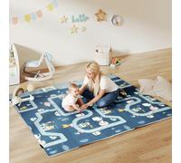 AIYAPLAY Foldable Baby Play Mat, Baby Playpen, Traffic & Grey Diamond Theme - 180.5L x 202W x 1H cm - multi-colored