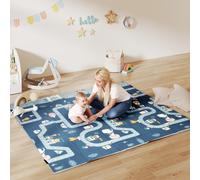 AIYAPLAY Foldable Baby Play Mat, Baby Playpen, Traffic & Grey Diamond Theme