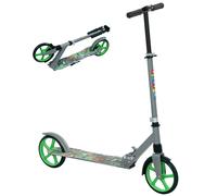 AIYAPLAY Foldable Kids Scooter with Adjustable Handlebar, 200mm Big Wheel, Rear Fender Brake, for Ages 6-12 Years, Green