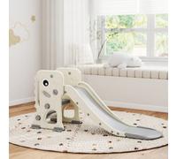 Aiyaplay Foldable Kids Slide With Climber, Basketball Hoop, Cream White