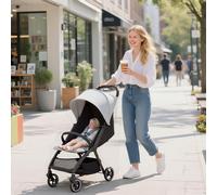 AIYAPLAY Folding Pushchair with Canopy, Compact Travel Stroller in Light Grey AIYAPLAY Light Grey