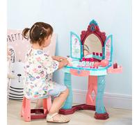 AIYAPLAY Girl's 31 Piece Kids Dressing Table with Magical Princess Mirror, Light in Pink AIYAPLAY Pink