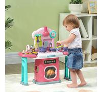 AIYAPLAY 45-Piece Kids Kitchen w/ Rotating Tables, Lights, Sound, Spray