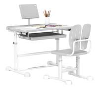 AIYAPLAY Height Adjustable Kids Desk And Chair Set W/ Tilted Desktop - Grey/Pink - Grey | TJ Hughes Pink