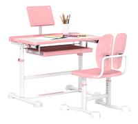 AIYAPLAY Height Adjustable Kids Desk And Chair Set W/ Tilted Desktop - Grey/Pink - Pink | TJ Hughes