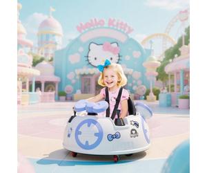 Aiyaplay Hello Kitty Kids Ride On Bumper Car With Remote Control, White