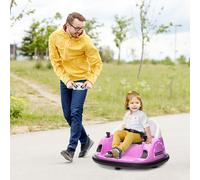 AIYAPLAY 12V Kids Bumper Car 360° Ride On Toy w/ Dual Joysticks, Lights in Pink AIYAPLAY Pink