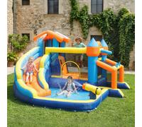 AIYAPLAY 8 in 1 Bouncy Castle for Kids, Inflatable Bounce House with Slide, Pool (Ball Pit), Football Goal, Climbing Wall, Basketball Hoop, Ring Toss Game and Blower for Outdoor Fun