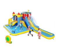AIYAPLAY Inflatable Bouncy Castle, 6 in 1 Kids Water Bounce House with 550W Blower, Splash Pools, 2 Slides, Trampoline, Climbing Wall, Cannon, Basketball Hoop, for Garden, Party, Outdoor Indoor