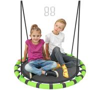 AIYAPLAY Kid Nest Swing Seat - 100cm Diameter Round Saucer Swing Set - Black - 100L x 100W x 180Hcm | TJ Hughes