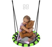 AIYAPLAY Kid Nest Swing Seat - 100cm Diameter Round Saucer Swing Set - Black - 60L x 60W x 180Hcm | TJ Hughes