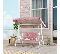 Aiyaplay Kids 2-Seater Porch Swing With Seat Belts, Adjustable Canopy Pink