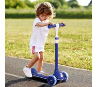 AIYAPLAY Kids Scooter, 3 Wheel Scooter for Toddlers Ages 2-6, with 3-level Adjustable Height, LED Light, TPE Handlebar, Kick Scooter for Boys and Girls, Blue