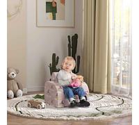 AIYAPLAY Kids Armchair, 2 in 1 Foldable Toddler Chair, Soft Snuggle Sponge Filled Recliner, for Bedroom Playroom Living Room, for Boys & Girls 18 Months to 3 Years - Pink Pink