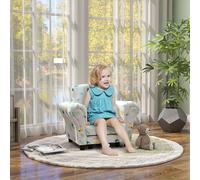 AIYAPLAY Kids Armchair with Stool, 2 Piece Kids Sofa Set with Cloud Design, Wooden Frame, Upholstered Kids Chair for Bedroom, Playroom, Kid Room, for 1.5-3 Years Old, White White