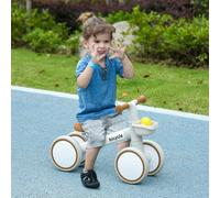 AIYAPLAY Kids Balance Bike for 1-3 Years Old, No Pedal Toddler Balance Bike with Adjustable Seat, Silent Wheels, Training Bike for Boys and Girls, White