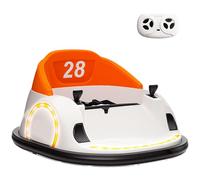 AIYAPLAY Kids Bumper Car 12V Waltz Car Ride on Toy 360° Rotation with Remote Control, Dual Joystick, Music, USB, LED Lights, Horn, for Ages 1.5-5 Years, Orange