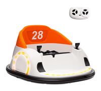 AIYAPLAY Kids Bumper Car, 360-Degree Rotation 12V Waltzer Car, Battery Powered Ride On Toy with Remote Control, Dual Joysticks, Music, USB, LED Lights, Horn for Boys Girls, Orange Orange
