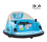 AIYAPLAY Kids Bumper Car, 360 Rotation 12V Waltz Car, Battery Powered Ride-On Toy with Remote Control, Dual Joystick, Music, USB, LED Lights, Horn, for Ages 1.5-5 Years, Blue Blue