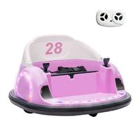 AIYAPLAY Kids Bumper Car, 360 Rotation 12V Waltz Car, Battery Powered Ride-On Toy with Remote Control, Dual Joystick, Music, USB, LED Lights, Horn, for Ages 1.5-5 Years, Pink Pink