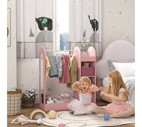 AIYAPLAY Kids Cloth Rail with Storage Shelf, Boxes, Mirror for Bedroom, White in Pink AIYAPLAY Pink