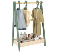 AIYAPLAY Kids Clothes Rail with 3Hangers, Bottom Storage Shelf for Girls, Boys, Nursery, Bedroom, Green Aosom UK