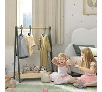 AIYAPLAY Kids Clothes Rail Children Dress Up Rail with 3 Hangers Green